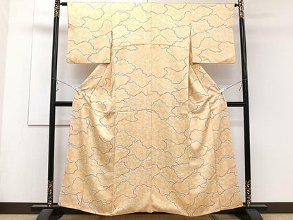 平和屋着物■上質な小紋 雲取り重ね文 暈し染め 正絹 逸品 CABD2964xi