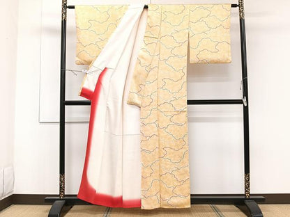 平和屋着物■上質な小紋 雲取り重ね文 暈し染め 正絹 逸品 CABD2964xi