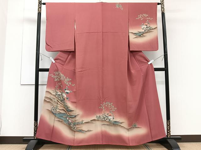 平和屋着物■訪問着 流水草花文 暈し染め 金彩 正絹 逸品 CABD2970xi