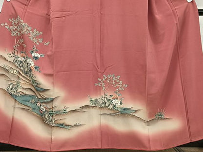 平和屋着物■訪問着 流水草花文 暈し染め 金彩 正絹 逸品 CABD2970xi