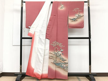 平和屋着物■訪問着 流水草花文 暈し染め 金彩 正絹 逸品 CABD2970xi