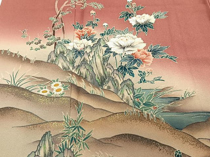 平和屋着物■訪問着 流水草花文 暈し染め 金彩 正絹 逸品 CABD2970xi