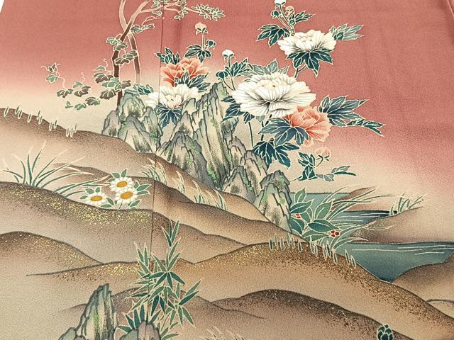 平和屋着物■訪問着 流水草花文 暈し染め 金彩 正絹 逸品 CABD2970xi