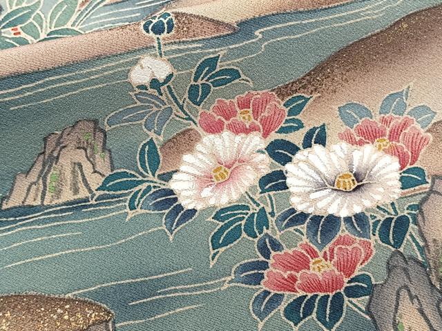 平和屋着物■訪問着 流水草花文 暈し染め 金彩 正絹 逸品 CABD2970xi