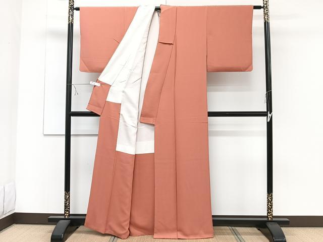 平和屋着物■上質な色無地 鉛丹色 正絹 逸品 CABD2971xi