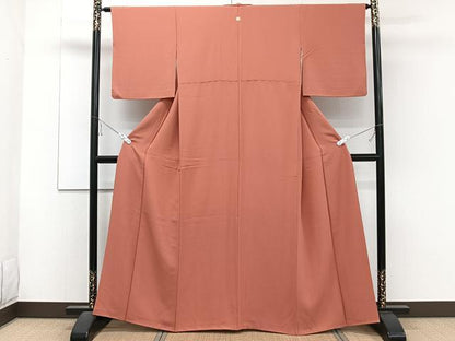 平和屋着物■上質な色無地 鉛丹色 正絹 逸品 CABD2971xi