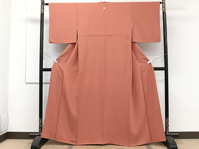 平和屋着物■上質な色無地 鉛丹色 正絹 逸品 CABD2971xi