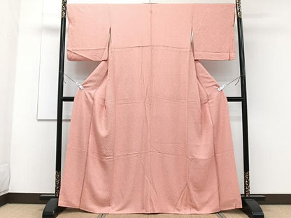 平和屋着物■上質な色無地 花地紋 珊瑚朱色 正絹 逸品 CABD2979xi