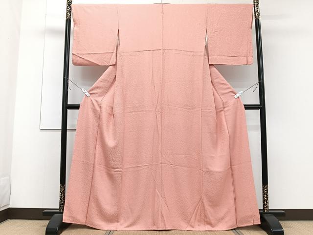 平和屋着物■上質な色無地 花地紋 珊瑚朱色 正絹 逸品 CABD2979xi