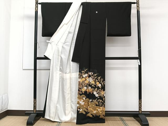 平和屋着物■豪華黒留袖 屏風枝松文 菊 金彩 正絹 逸品 CABD2991xi