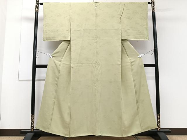 平和屋着物■上質な色無地 柴重ね地紋 若菜色 正絹 逸品 CABD2997xi