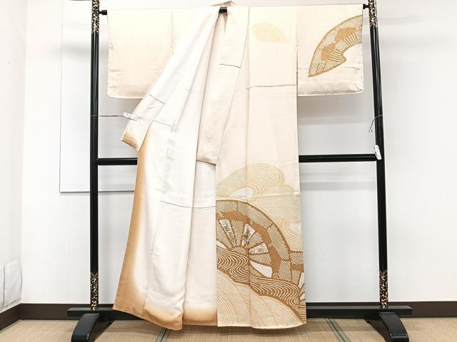 平和屋着物■訪問着 絞り 刺繍 片輪車花文 金糸 正絹 逸品 CABD3011xi