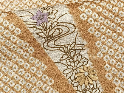 平和屋着物■訪問着 絞り 刺繍 片輪車花文 金糸 正絹 逸品 CABD3011xi