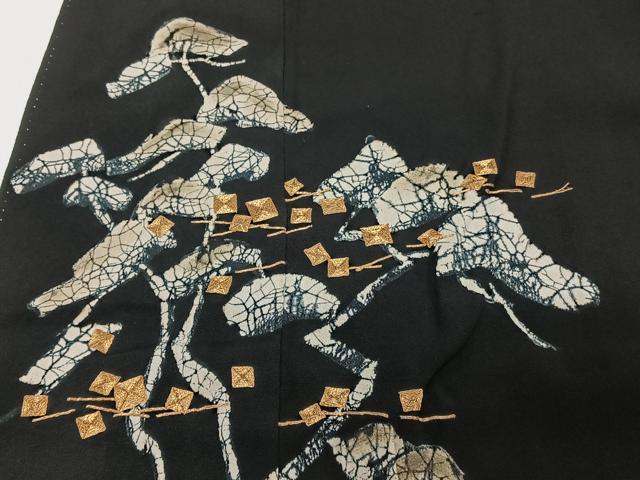 平和屋着物■豪華黒留袖 駒刺繍 一珍染め 枝松文 正絹 逸品 CABD3012xi