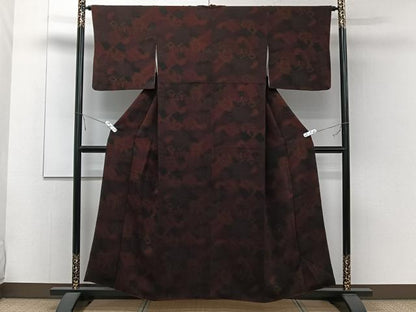 平和屋着物■上質な小紋 幾何学文 鬼しぼ縮緬 正絹 逸品 CABD3015xi