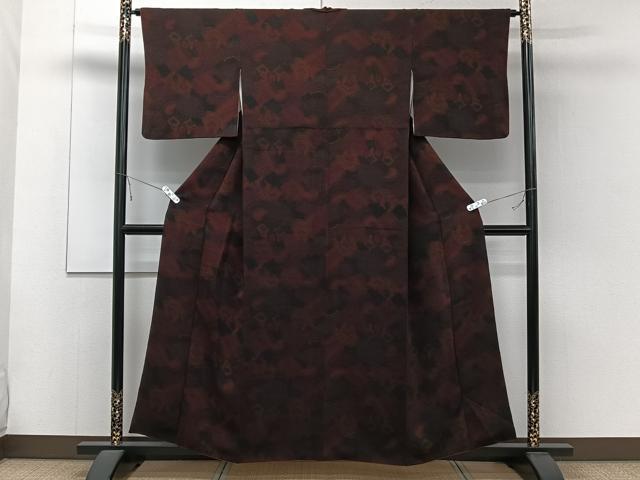 平和屋着物■上質な小紋 幾何学文 鬼しぼ縮緬 正絹 逸品 CABD3015xi