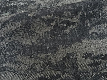 平和屋着物■上質な紬　風景文　黒地　正絹　逸品　CABD3018xi