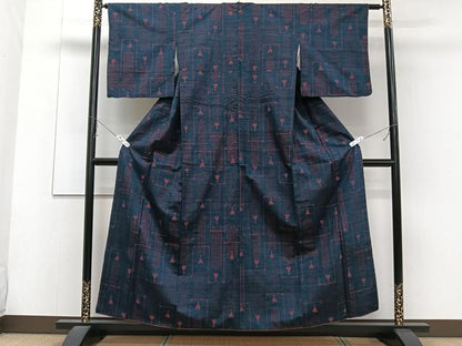 平和屋着物■上質な紬　抽象文様　やまと誂製　正絹　逸品　CABD3045xi
