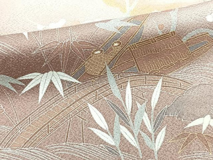 平和屋着物■訪問着　花筏　松竹梅　暈し染め　金彩　正絹　逸品　CABD3062xi