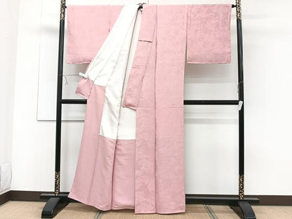 平和屋着物■上質な色無地　人物地紋　石竹色　正絹　逸品　未使用　CABD3065xi