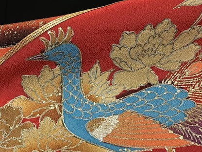 平和屋着物■豪華黒留袖 駒刺繍 孔雀花文 松竹梅 金彩 正絹 逸品 CABD3066xi