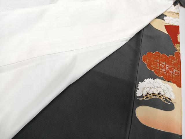 平和屋着物■豪華黒留袖 駒刺繍 孔雀花文 松竹梅 金彩 正絹 逸品 CABD3066xi