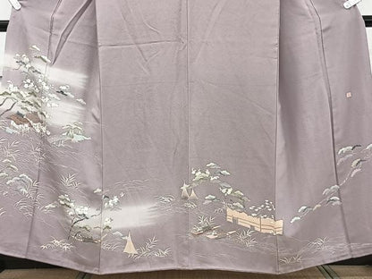 平和屋着物■訪問着 作家物 渡橋風景文 松竹梅 暈し染め 正絹 逸品 CABD3070xi