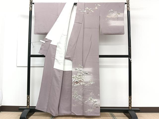 平和屋着物■訪問着 作家物 渡橋風景文 松竹梅 暈し染め 正絹 逸品 CABD3070xi