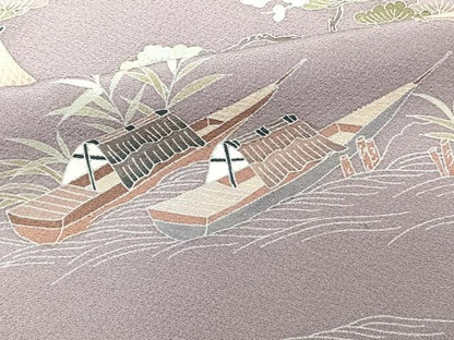 平和屋着物■訪問着 作家物 渡橋風景文 松竹梅 暈し染め 正絹 逸品 CABD3070xi