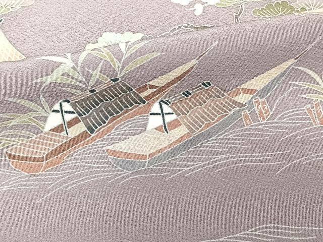平和屋着物■訪問着 作家物 渡橋風景文 松竹梅 暈し染め 正絹 逸品 CABD3070xi