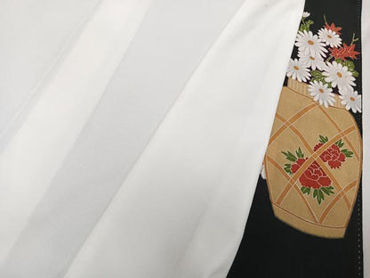 平和屋着物■豪華黒留袖　駒刺繍　飾花文　金彩　正絹　逸品　CABD3071xi