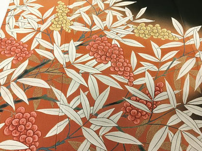 平和屋着物■豪華黒留袖 駒刺繍 南天文 暈し染め 金彩 正絹 逸品 CABD3073xi