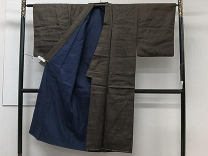 平和屋着物■男性　紬　アンサンブル　格子　正絹　逸品　CABD3081xi
