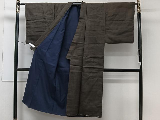 平和屋着物■男性　紬　アンサンブル　格子　正絹　逸品　CABD3081xi