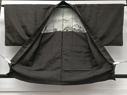 平和屋着物■男性　紬　アンサンブル　格子　正絹　逸品　CABD3081xi