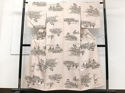 平和屋着物■上質な小紋 風景文 正絹 逸品 CABD3084xi
