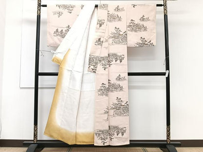 平和屋着物■上質な小紋 風景文 正絹 逸品 CABD3084xi
