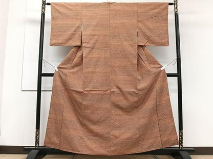 平和屋着物■上質な小紋　紬地　杢目　正絹　逸品　CABD3085xi