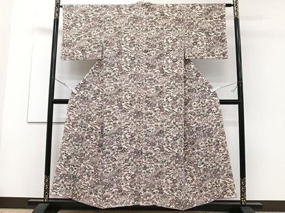 平和屋着物■上質な小紋 型染め 草花文 正絹 逸品 CABD3086xi