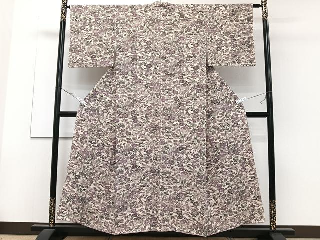 平和屋着物■上質な小紋 型染め 草花文 正絹 逸品 CABD3086xi