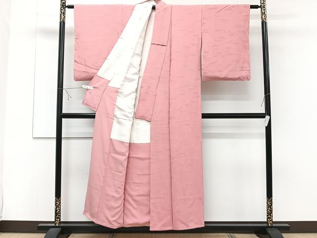 平和屋着物■上質な色無地 笹竹地紋 桃色 正絹 逸品 CABD3091xi