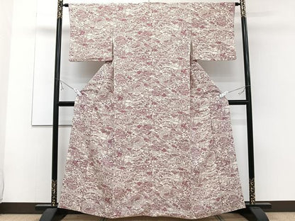 平和屋着物■上質な小紋　流水風景文　鬼しぼ縮緬　正絹　逸品　CABD3104xi
