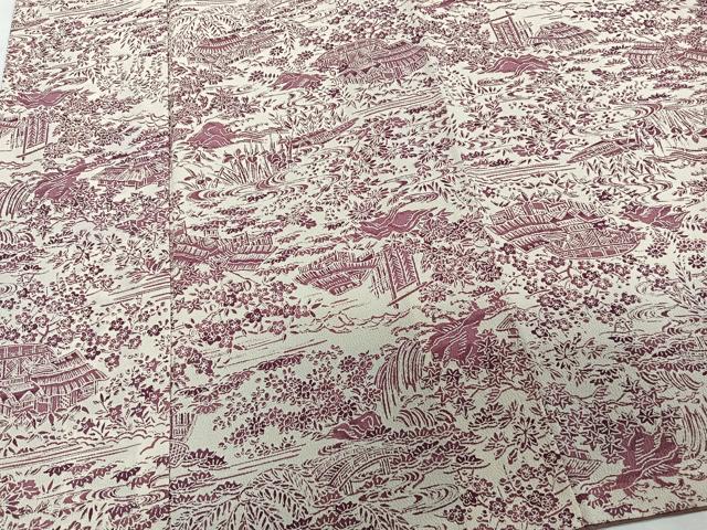 平和屋着物■上質な小紋　流水風景文　鬼しぼ縮緬　正絹　逸品　CABD3104xi