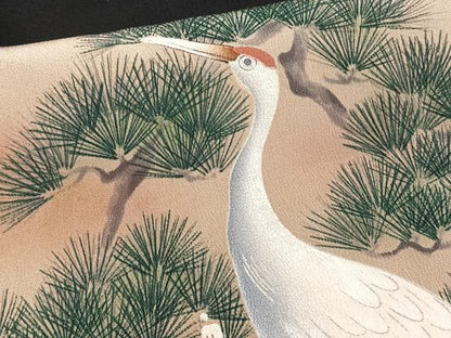 平和屋着物■豪華黒留袖 作家物 枝松梅文 鶴 暈し染め 金彩 正絹 逸品 CABD3105xi