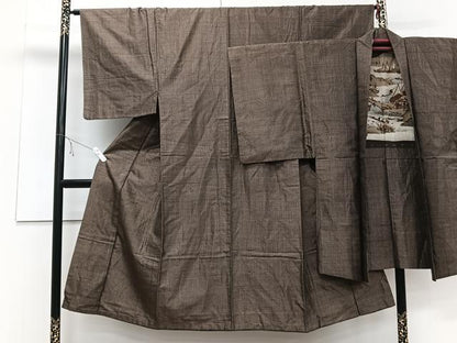 平和屋着物■男性　本場大島紬　アンサンブル　格子文　正絹　逸品　CABD3111xi