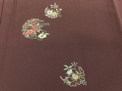 平和屋着物■訪問着 総刺繍 草花文 金糸 正絹 逸品 CABD3132xi