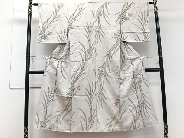 平和屋着物■上質な小紋　寿光織　草花文　金銀糸　正絹　逸品　CABD3136xi