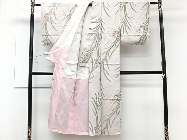 平和屋着物■上質な小紋　寿光織　草花文　金銀糸　正絹　逸品　CABD3136xi