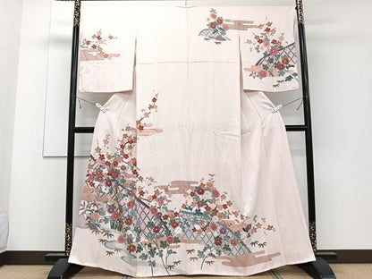 平和屋着物■訪問着 籬枝花文 金銀彩 正絹 逸品 CABD3138xi
