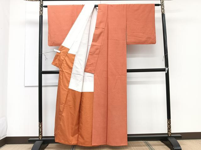 平和屋着物■上質な紬　樺色　正絹　逸品　CABD3142xi